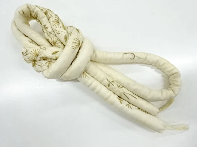 6210562: Japanese Kimono / Antique Marukuge Cord / Embroidery / Pine & Crane