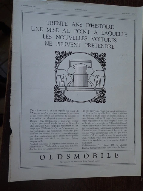 OLDSMOBILE + DENTOL par POULBOT + Rouge CAMELEON pub papier ILLUSTRATION 1928
