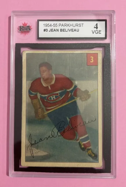 1954-55 Parkhurst Hockey Card #3 JEAN BELIVEAU Montreal 2ND YEAR  KSA 4