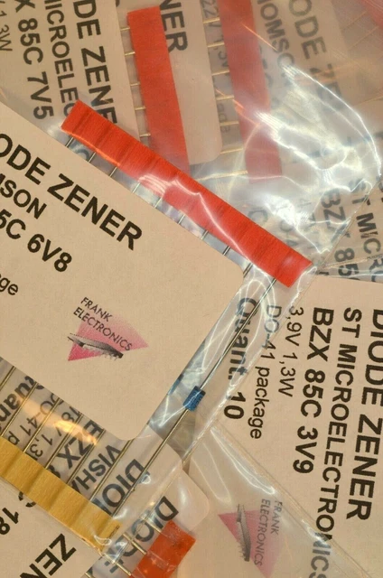 Lot De 310 Diodes Zener 1,3W - 31 Valeurs Différentes (10 Diodes Par Valeur)