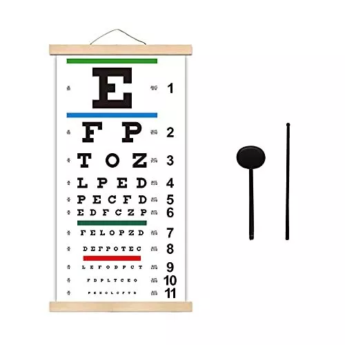 Eye Charts for Eye Exams 20 Feet Snellen Eye Chart with Wooden Frame for Wall...