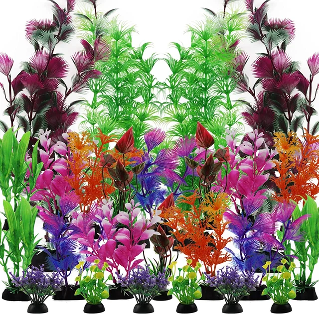 25 Pack Aquarium Plants Fish Tank Decoration Colorful Artificial Fish Tank