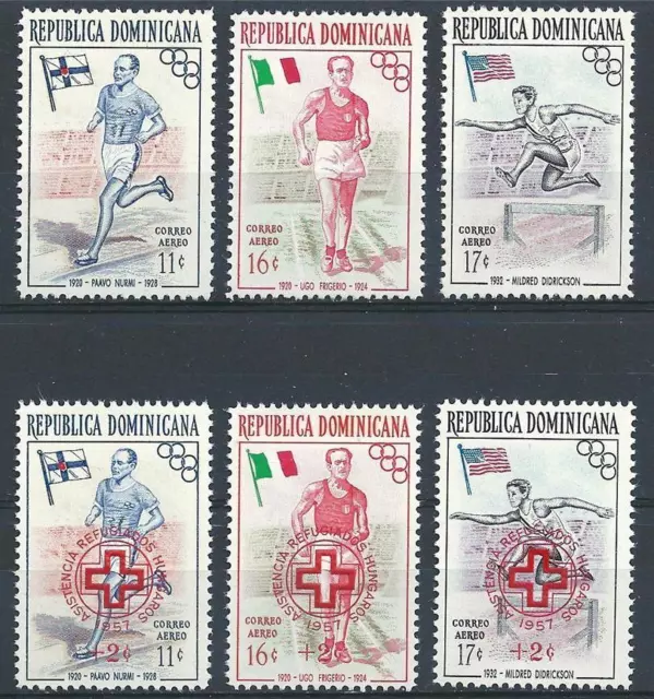 Dominican 1957 Sc# C97-99 Sc# CB1-3 Airmail 2 sets regular and for Red cross MNH