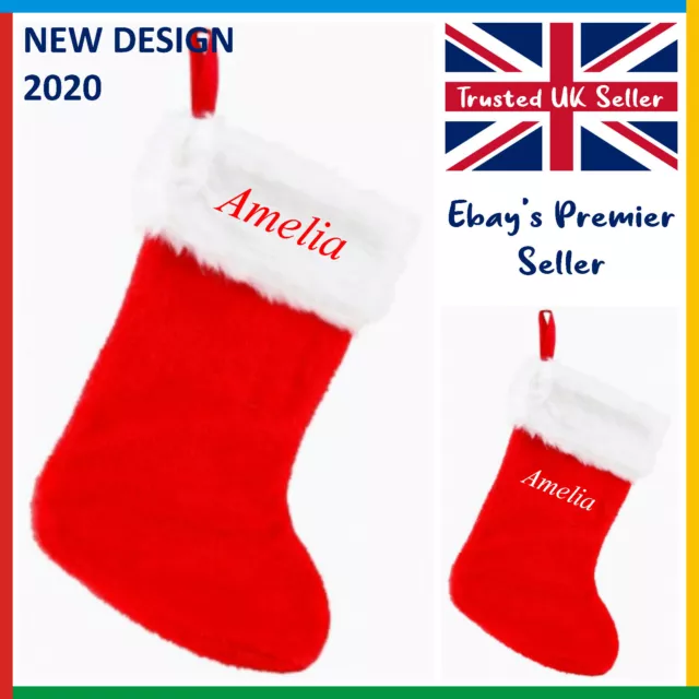 PERSONALISED XMAS STOCKING: *Add Your Name* Embroidered Christmas Deluxe Range