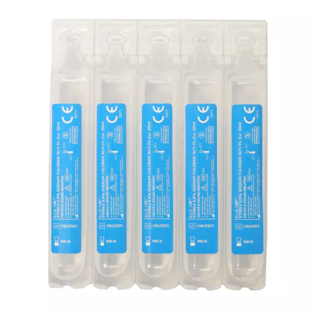 5x CMS Médical Premiers Secours Stérile Sodium Chlorure 20ml Recharge Plaie Eye