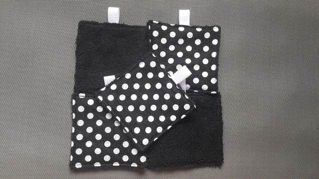 Lot de 5 lingettes lavables en coton et éponge fait main