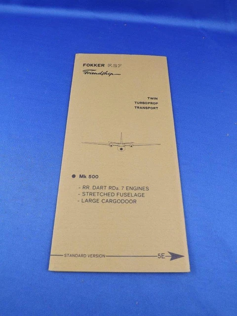 Fokker F.27 Friendship Twin Turboprop Transport Airplane Information Brochure