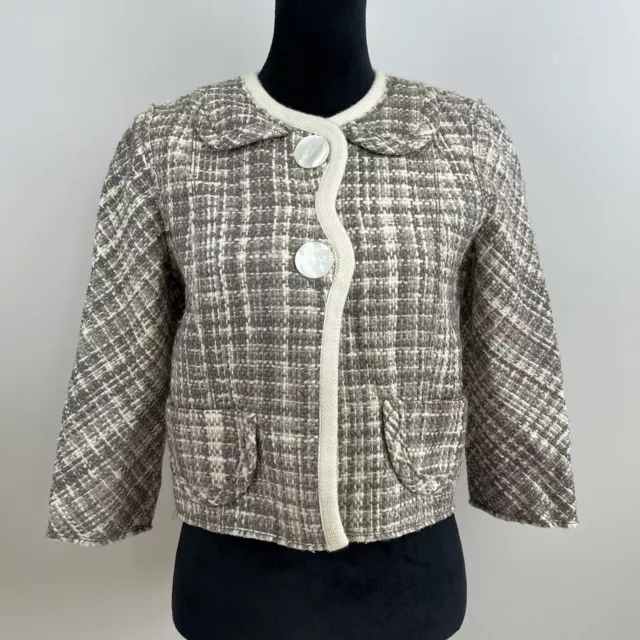 Marc Jacobs Womens Wool Tweed Jacket Size 6 Silk Lining Main Line NWT