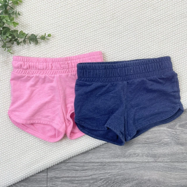 Cat & Jack Girls Lot Of 2 Sweat Shorts Comfy Blue Pink Elastic Waist Size XS 4/5