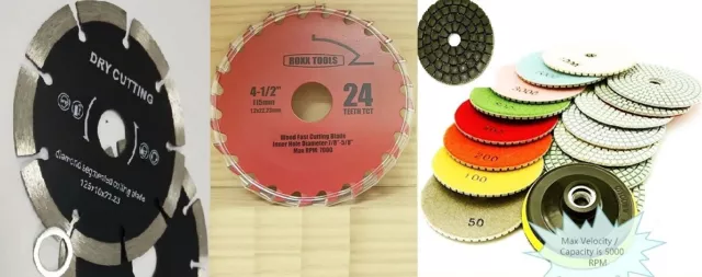 4" Diamond Granite Marble Polishing Pad 9 + granite concrete wood cutting blade