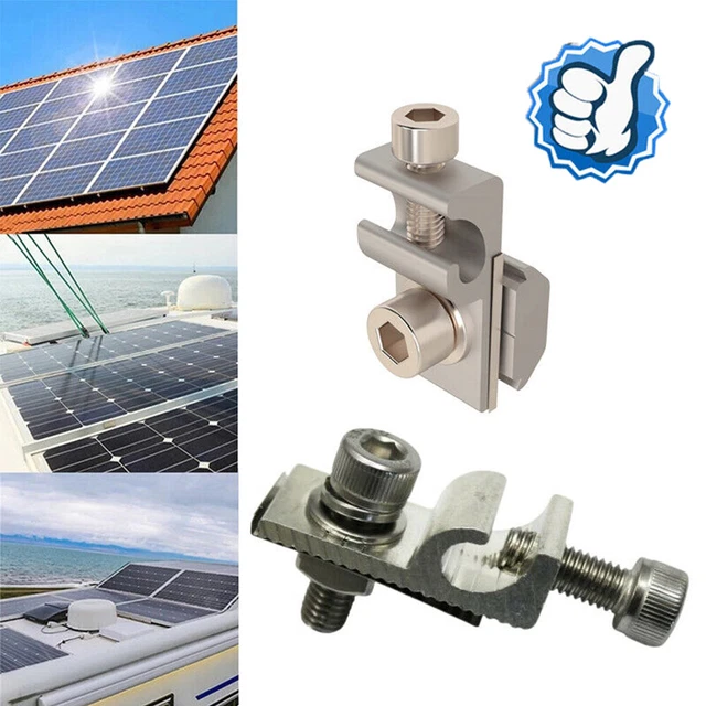 1 pz morsetto di messa a terra alluminio acciaio inox solare fotovoltaico per profilo in alluminio