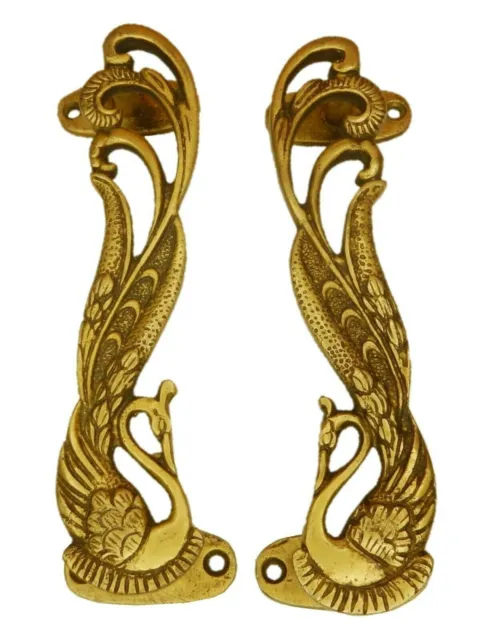 Peacock Shape Antique Vintage Style Handcrafted Brass Door Handle Home Décor