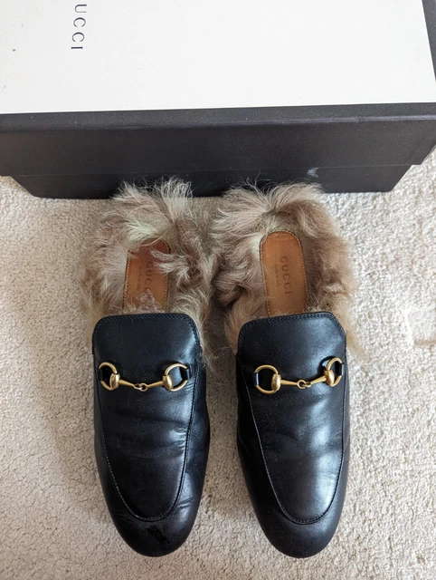 GUCCI WOMEN S PRINCETOWN Black Leather Loafers Slippers Mules UK 4 EU 37 US 7 EUR 420 22 PicClick IT