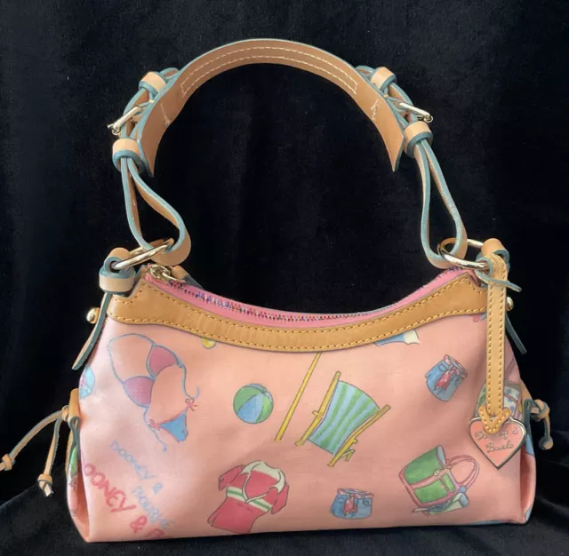 Dooney & Bourke Miami Beach Pink Coated Canvas & Vachetta Leather Shoulder Bag