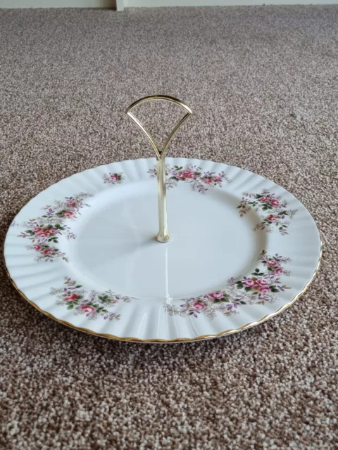 Rare ROYAL ALBERT Lavender Rose - SINGLE TIER CAKE STAND with HANDLE (unscrews)