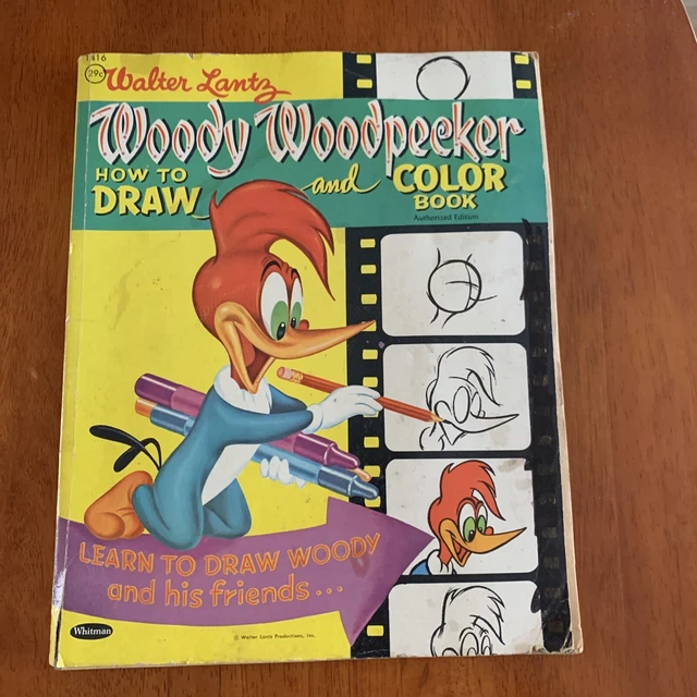 HOW TO DRAW Woody Woodpecker 1957 Coloring Book Walter Lanz £11.37
