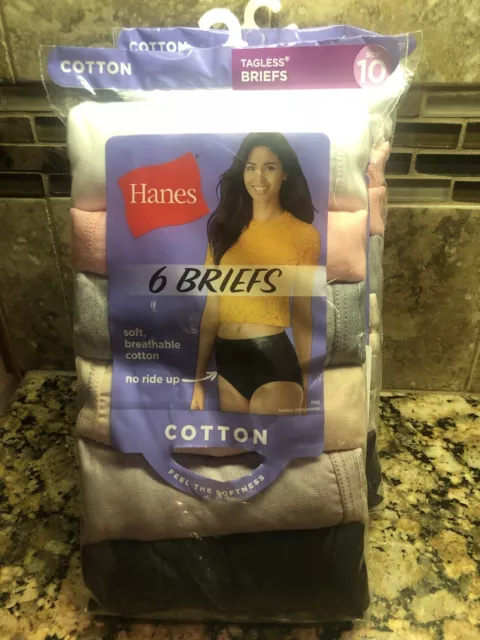 Hanes New Ladies Cotton Briefs Size 10