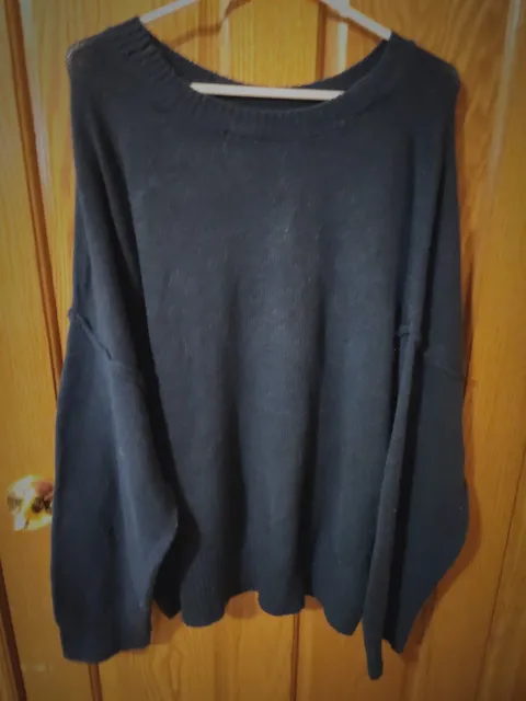 Women's ANA Blue Drop Shoulder Crew Neck Pullover Sweater Plus Size 2X NEW