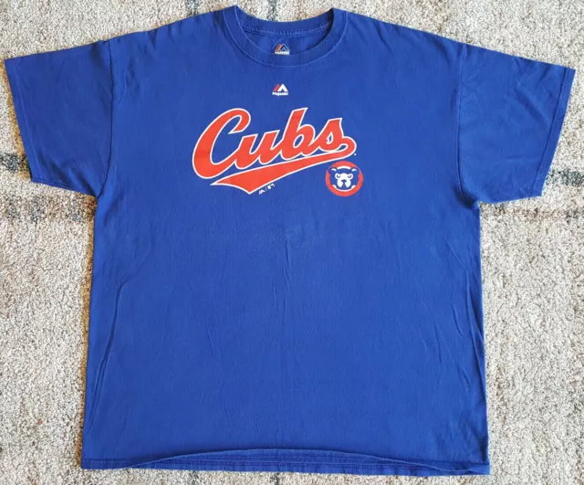 Chicago Cubs Logo T Shirt XL X-Large EUC Majestic Baseball Blue INV2791