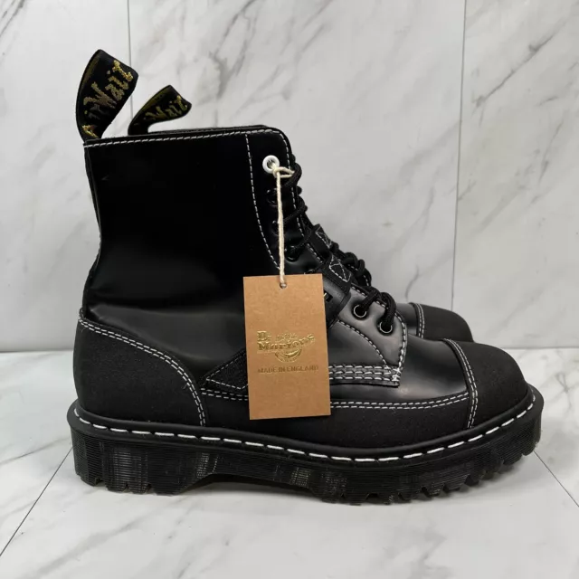 Dr Doc Martens 1460 Tech Made In England Mens Size 9 Black Leather Combat Boots