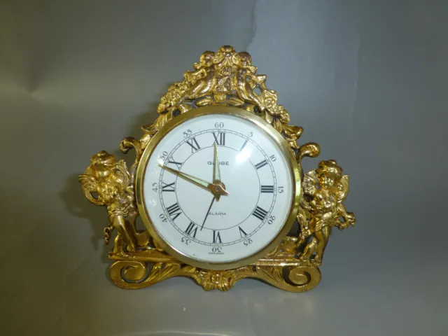 Vintage German Beautiful Gold Plated Gilt Case Memovox Alarm Clock (Watch Video)