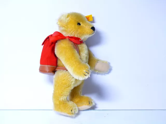Steiff  Teddybär Bär mit Rucksack - 25 cm.  Knopf und Fahne 0166/25