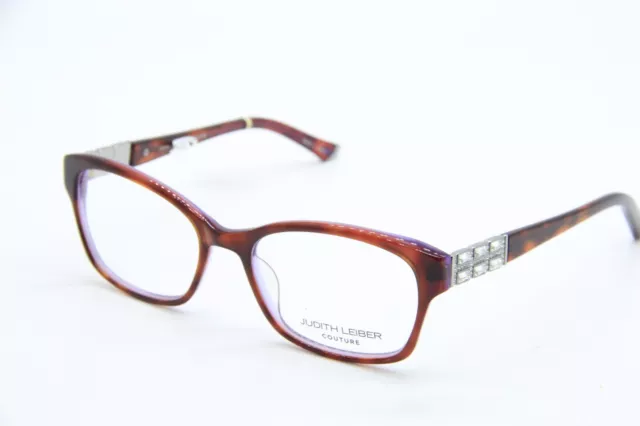 New Judith Leiber Couture Cosmic Wood Purple Silver Authentic Eyeglasses 52-17