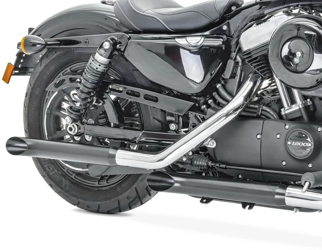 Silencieux Moto Custom, Bobber, Chopper, échappement Turnout Noir Mat