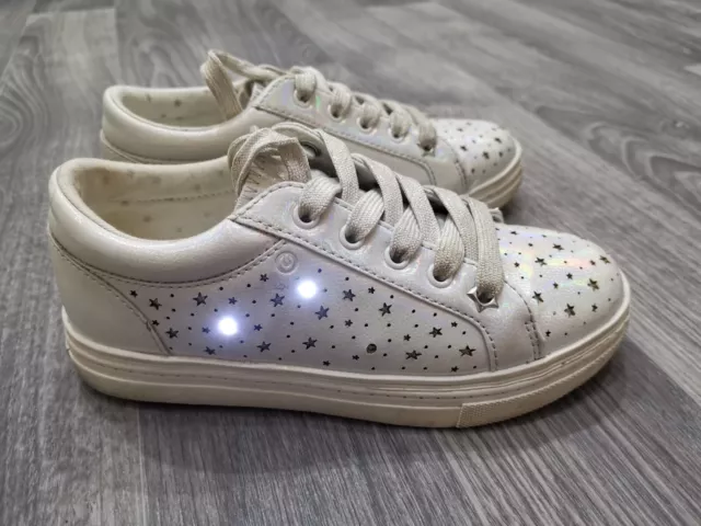 NEXT Girls Trainers White Star Lights size 13 UK