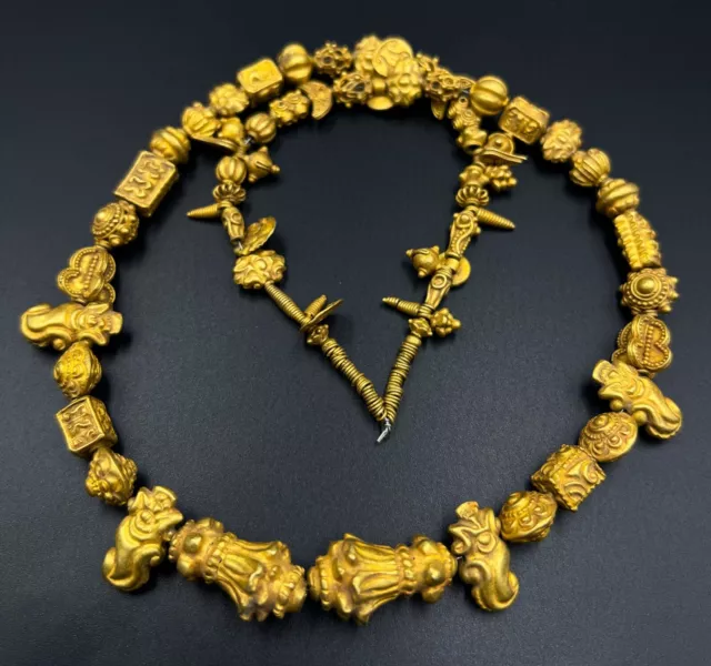Vintage Antique Ancient Burmese Pyu Pagan Jewelry Ornaments Solid Gold Old Beads