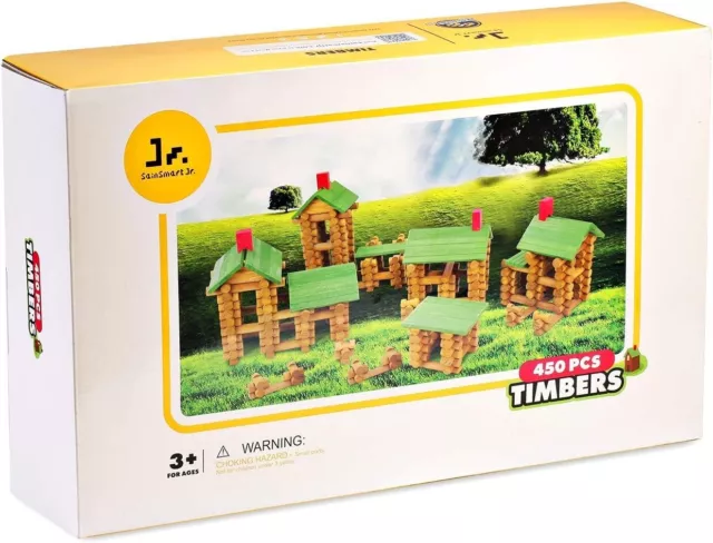 SainSmart Jr. 450 PIEZAS Juego de cabaña de madera casa de construcción juguete para niños pequeños, C...