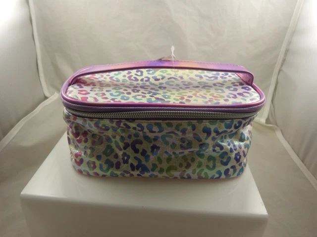 Estuche púrpura estampado tipo leopardo o bolsa de maquillaje bolsa