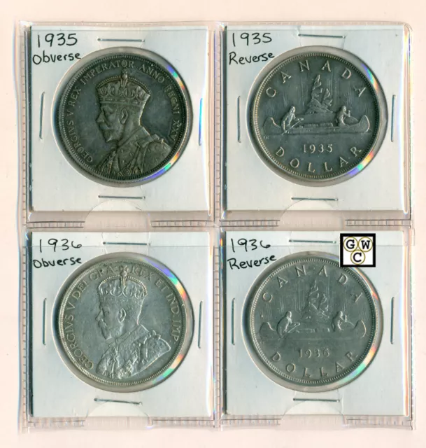 Only Circulating Silver Dollars W/ King George V ,1935 & 1936 Front & Back(OOAK)