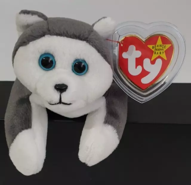 Ty Beanie Baby - Nanook the Husky - Made Indonesia - PE Pellets - Tag Protector