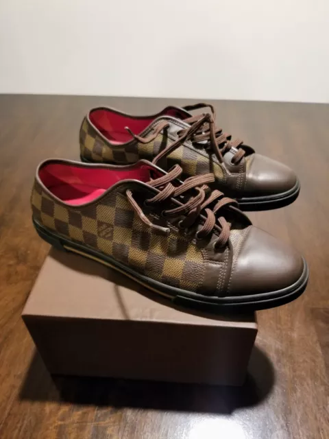 Louis Vuitton Monogram Embossed Damier Time Out Womens Sneakers Size  36.5/US 6.5