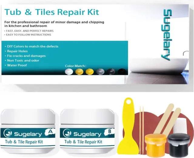 Tub Tile Shower Repair Kit Fiberglass Repair Acrylic Ceramic Porcelain Gel-Coat