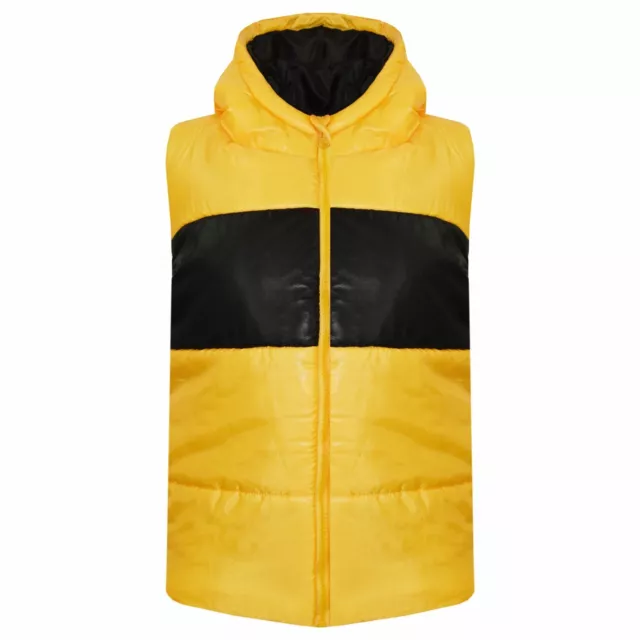 Contrasto Pannello Gilet Senape Ragazze senza Maniche con Cappuccio Giacche 5-13