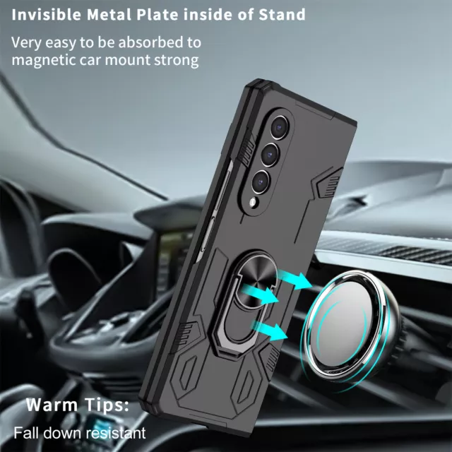 Case For Samsung Galaxy Z Fold 4 5G 3 2 Ring Kickstand Hybrid Shockproof Cover