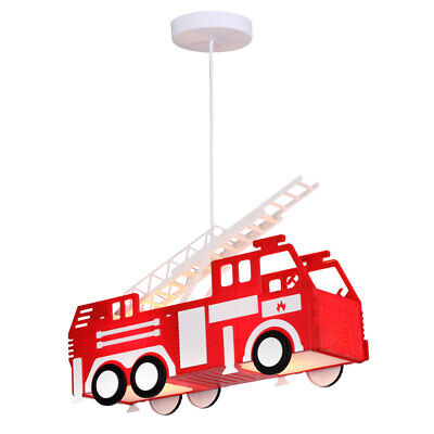 Luminaire Suspendu Camion de Pompier Suspensions Jeu Chambre Enfants Lampe Rouge 2
