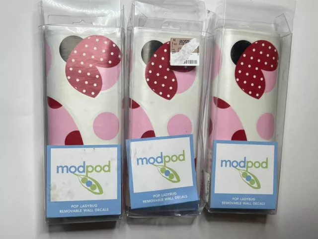 3 calcomanías de pared extraíbles ModPod para bebés niños chinches rosa para niñas decoración del dormitorio
