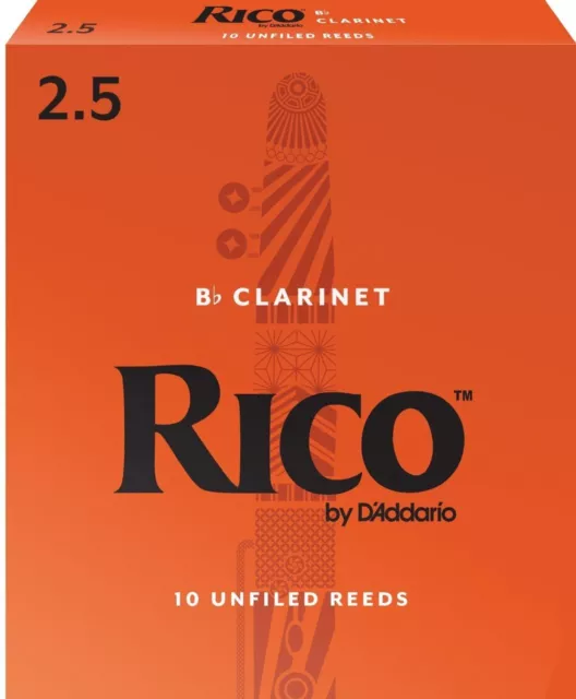 Rico by D'addario Bb Clarinet Reeds 10 Pack Strength  2.5 RCA1025