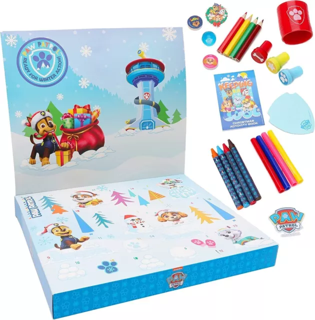 Paw Patrol Stationery Advent Calendar Xmas Art & Craft Set Kids Christmas Fun