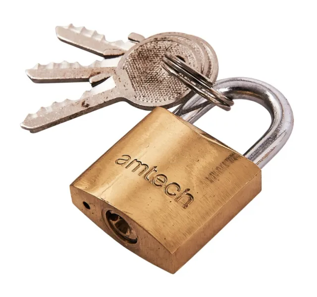 25Mm Solid Brass Padlock Steel Shackle Security Home Shed Garage Locker 3 Keys