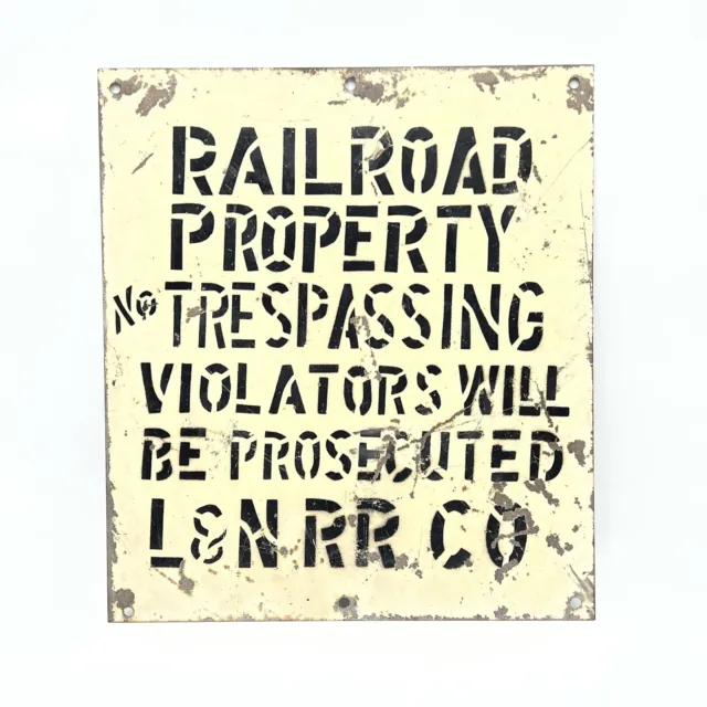 🔥Rare Vtg Louisville & Nashville Railroad Steel Metal Sign 5.5Lb 18" X 16"🔥
