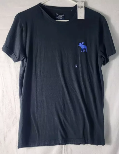 Abercrombie & Fitch Mens Small T-shirt Black Short Sleeve Big Logo Tee