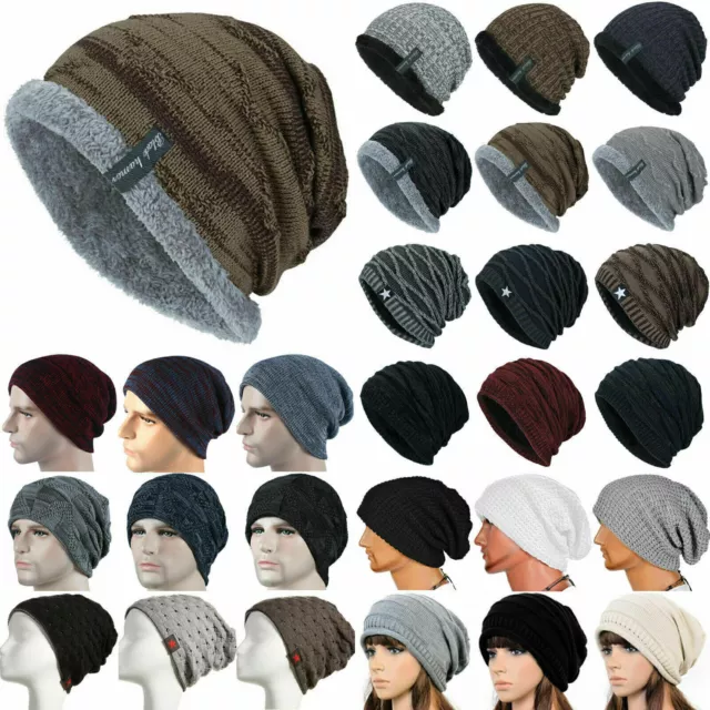 Women's Men Unisex Baggy Beanie Hat Winter Warm Knit Wolly Slouch Caps Casual