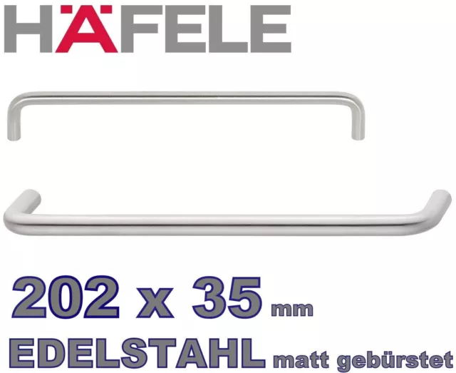 HÄFELE® Edelstahl Möbelgriff 202 mm lang Bügelgriff Sockelgriff Griff 155.01.234