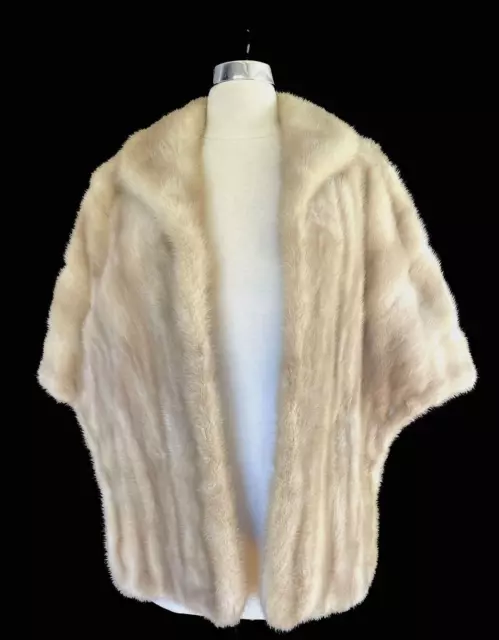 Beige MINK Fur Stole, Blonde Real Vintage Wrap, Brown Bridal Cape, Wedding