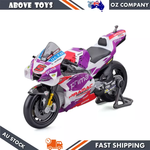 Maisto - 1/18 Moto GP Racing - Ducati Pramac #5 Johann Zarco - New FA 2022  - Miniature Motorcycle for Children - Scale Reproduction