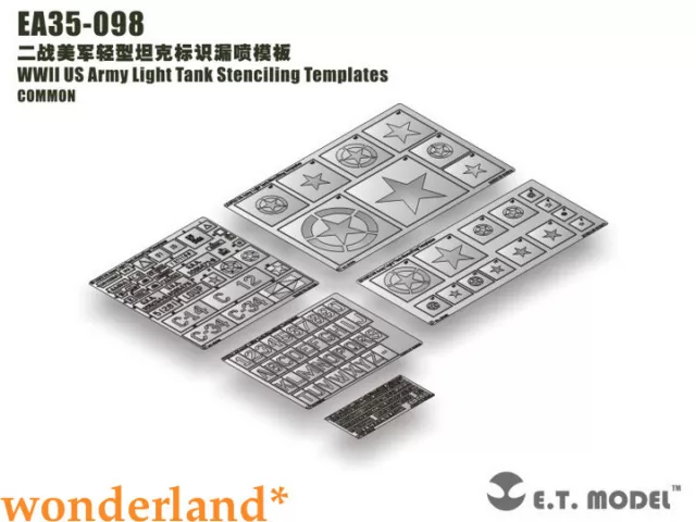 ET Model 1/35 EA35-098 WWII US Army Light Tank Stenciling Templates part